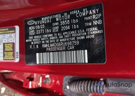 2024 Hyundai Elantra Sel from USA, damaged, VIN KMHLM4DG6RU698759